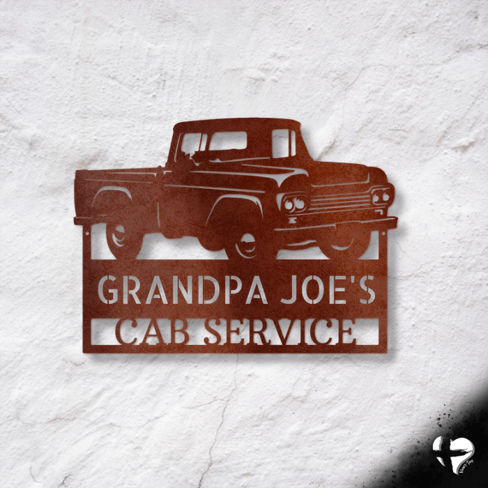 Pickup Truck Monogram Sign Custom Copper 12"