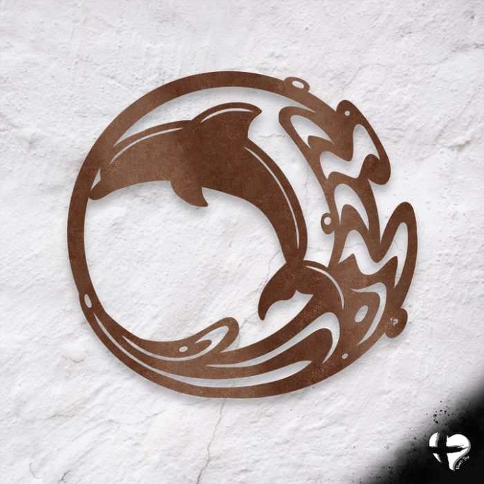 Dolphin Art Metal Sign Wall Art Bronze 12 Inch