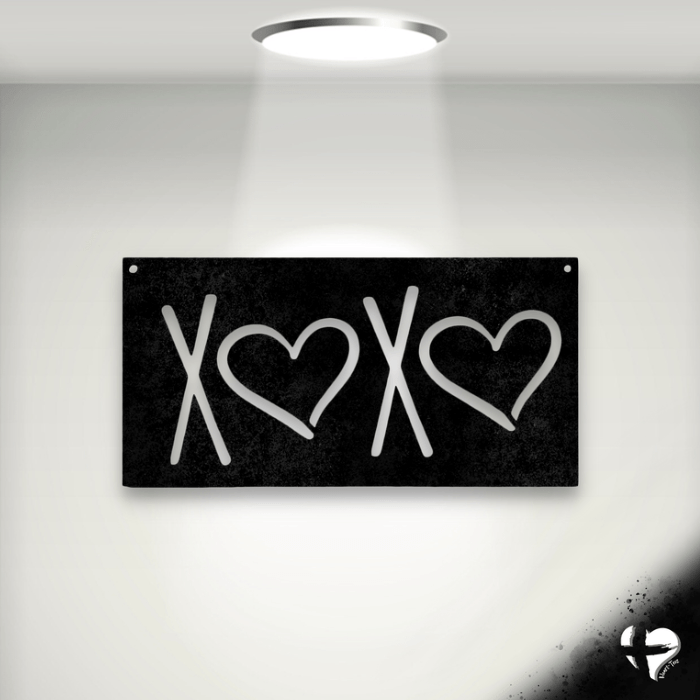 XOXO Laser Cut Metal Sign Custom Black 12"