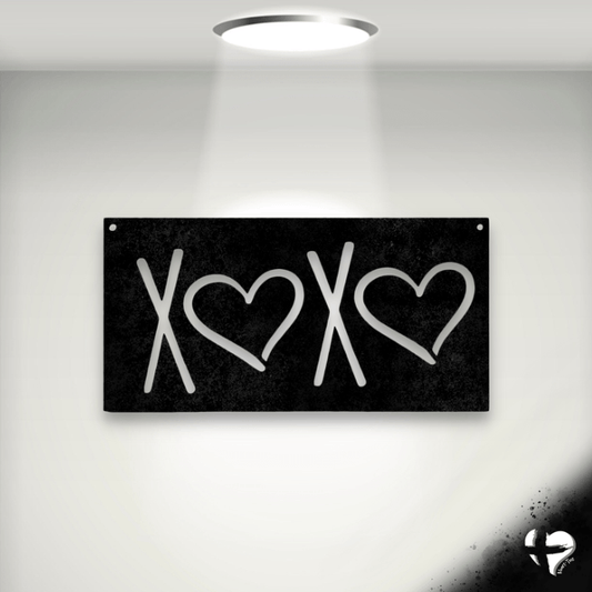 XOXO Laser Cut Metal Sign Custom Black 12"