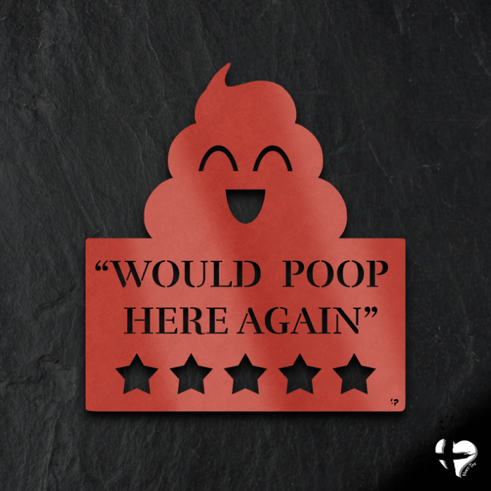 Would Poop Here Again Bathroom Art Wall Art Red 12 Inch