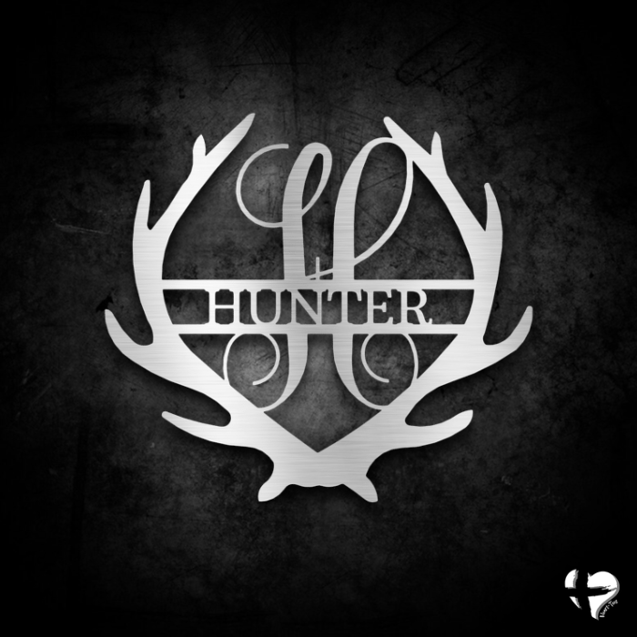 Deer Antler Custom Name Sign Wall Art Silver 12"