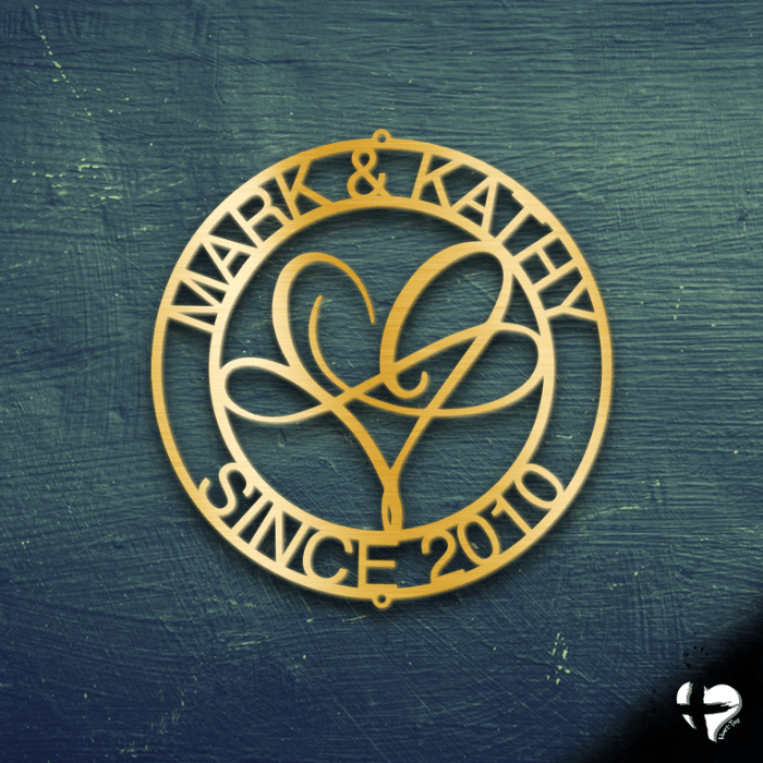 Infinite Love Monogram Steel Sign Custom Gold 12"