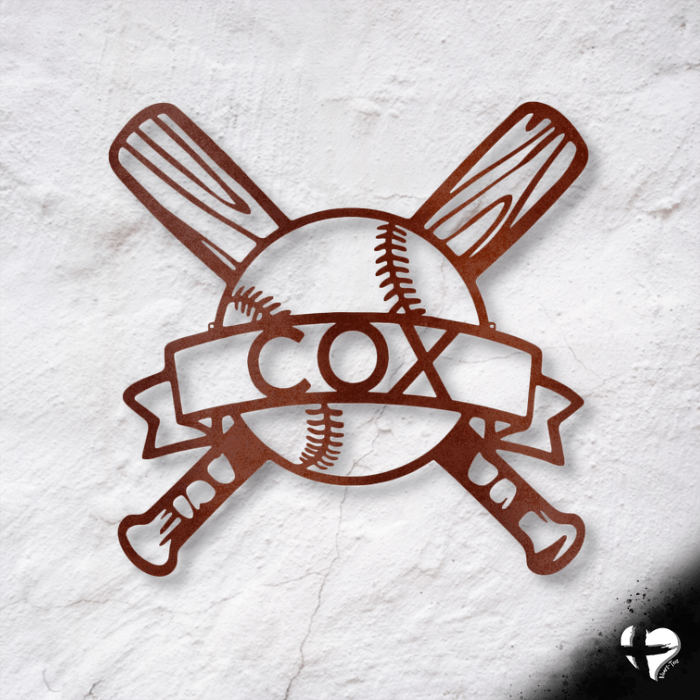 Baseball Monogram - Metal Sign Custom Copper 12"