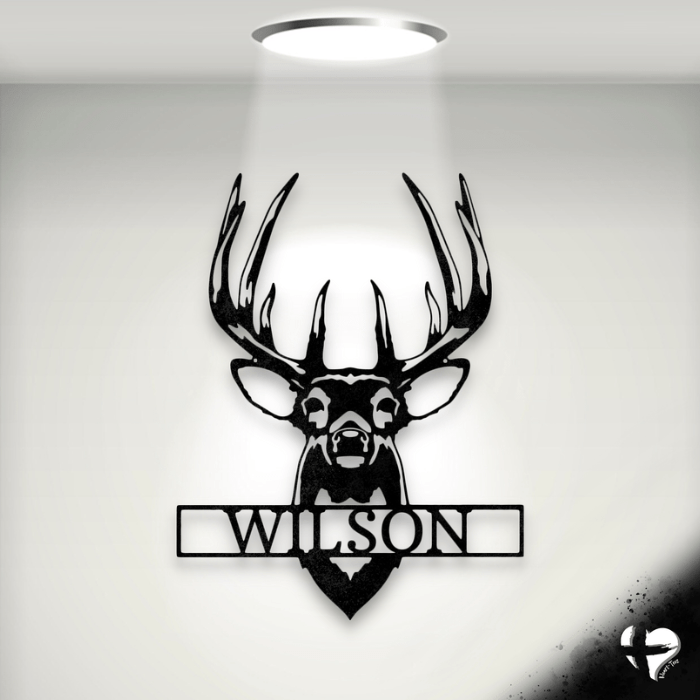Buck Mount Name Sign Wall Art Black 12"