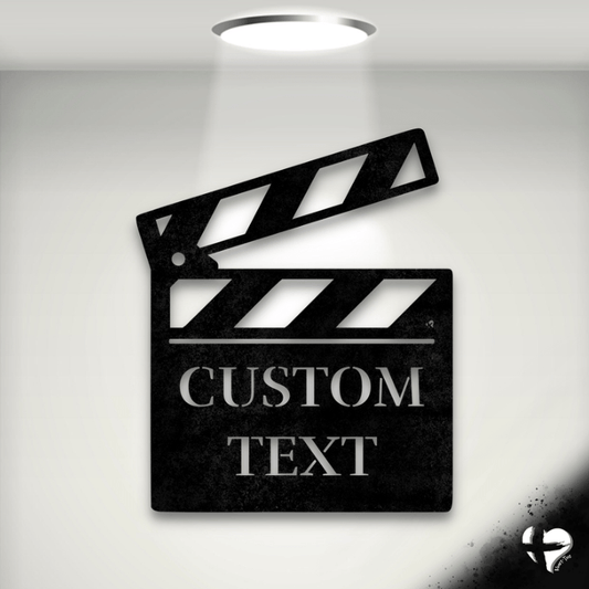 Movie Theatre Sign | Personalized Movie Clapboard Wall Art Black Size 12