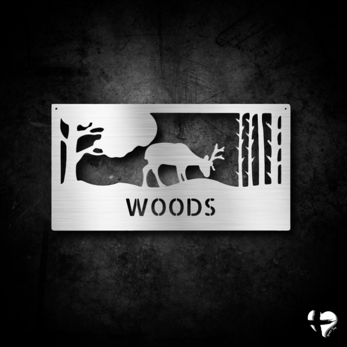 Grazing Deer Family Name Sign Custom Silver 12"
