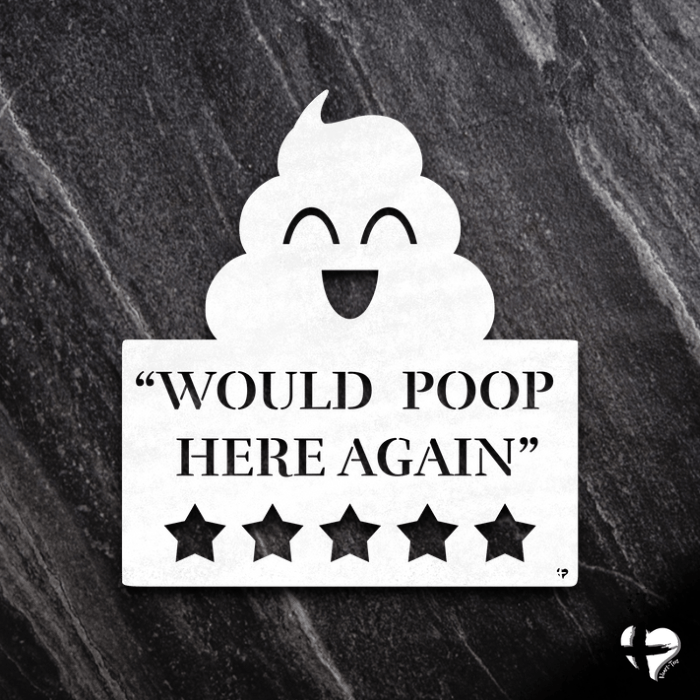 Would Poop Here Again Bathroom Art Wall Art White 12 Inch