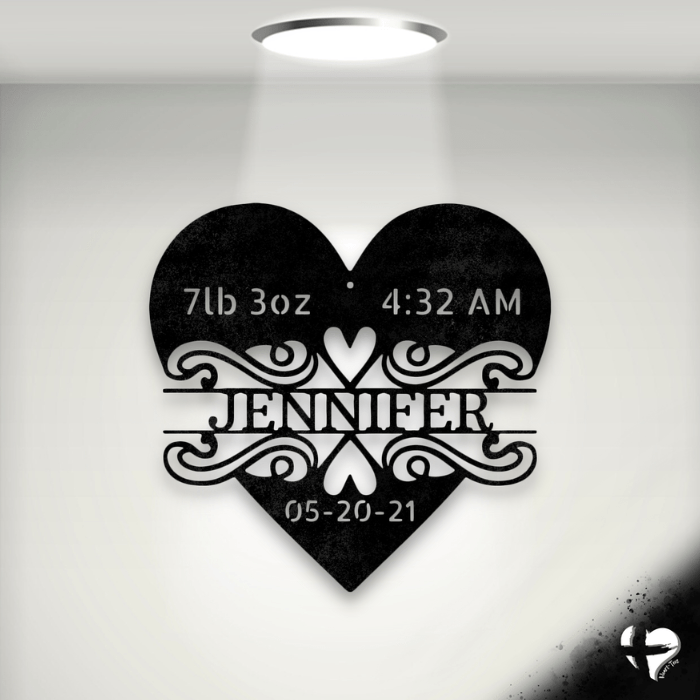 Love Baby Name Sign Custom Black 12"