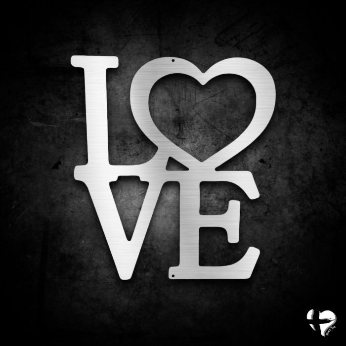 Classic Love Steel Sign Custom Silver 12"
