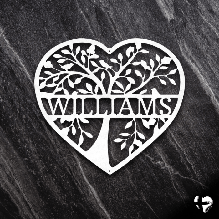 Heart Family Tree Art Custom White 12"