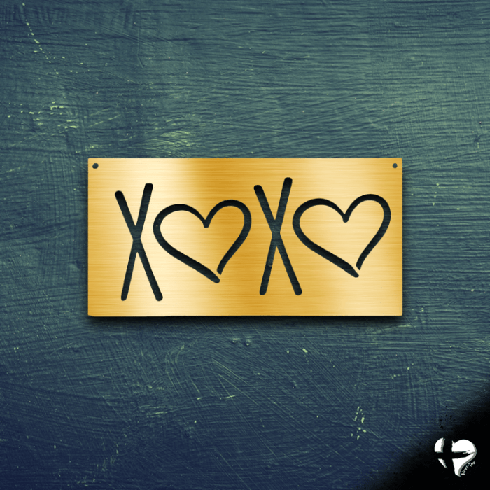 XOXO Laser Cut Metal Sign Custom Gold 12"