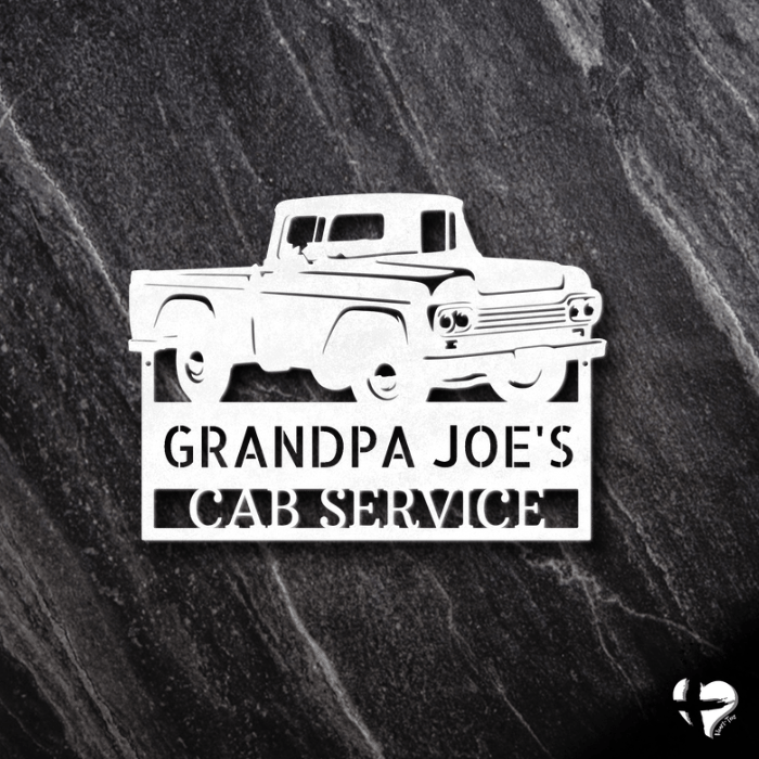 Pickup Truck Monogram Sign Custom White 12"