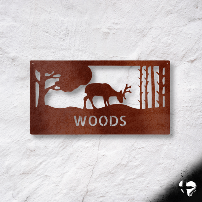 Grazing Deer Family Name Sign Custom Copper 12"