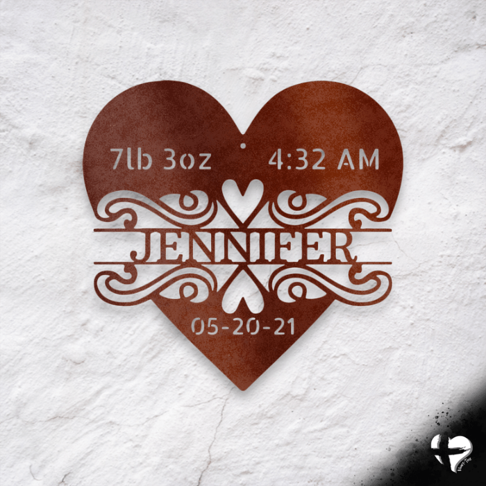 Love Baby Name Sign Custom Copper 12"