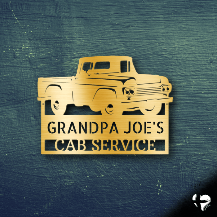 Pickup Truck Monogram Sign Custom Gold 12"