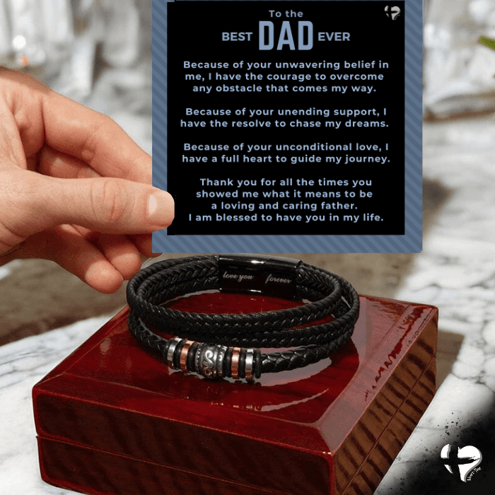 Dad - Because of You - Man Bracelet HGF#306MFB Jewelry Luxury Box w/LED 