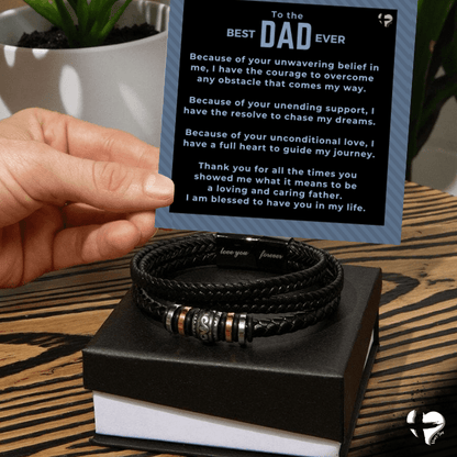 Dad - Because of You - Man Bracelet HGF#306MFB Jewelry Two Tone Box 