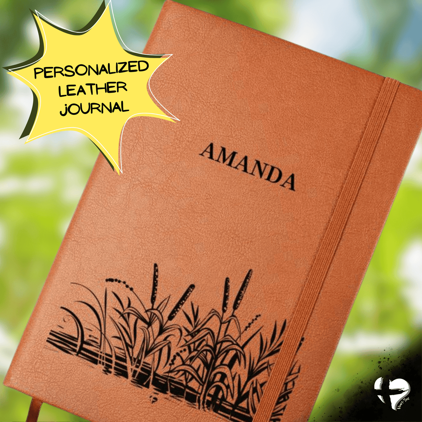 Cattail Bulrush Landscape - Leather Journal HGF#322LJ Journal 