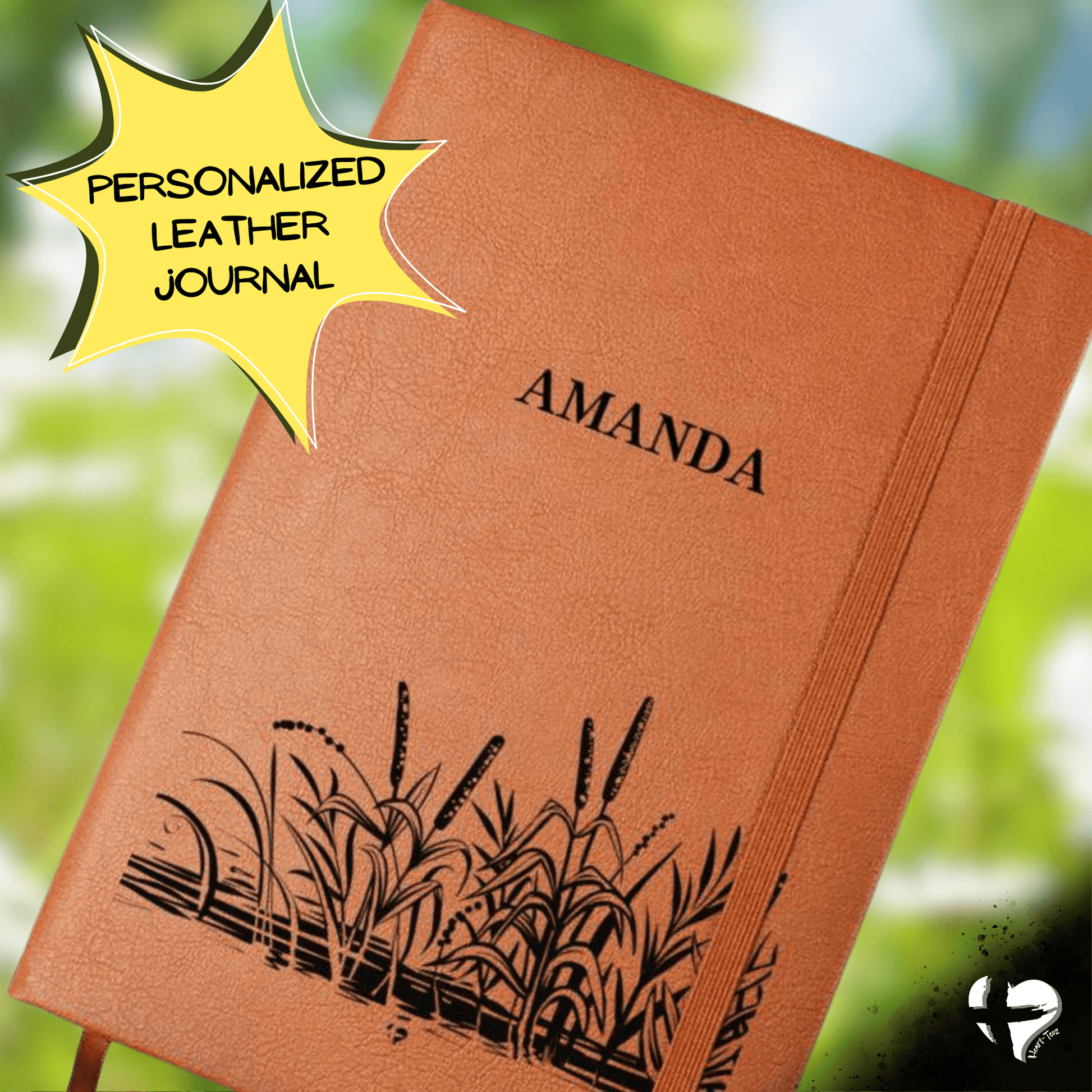 Cattail Bulrush Landscape - Leather Journal HGF#322LJ Journal 