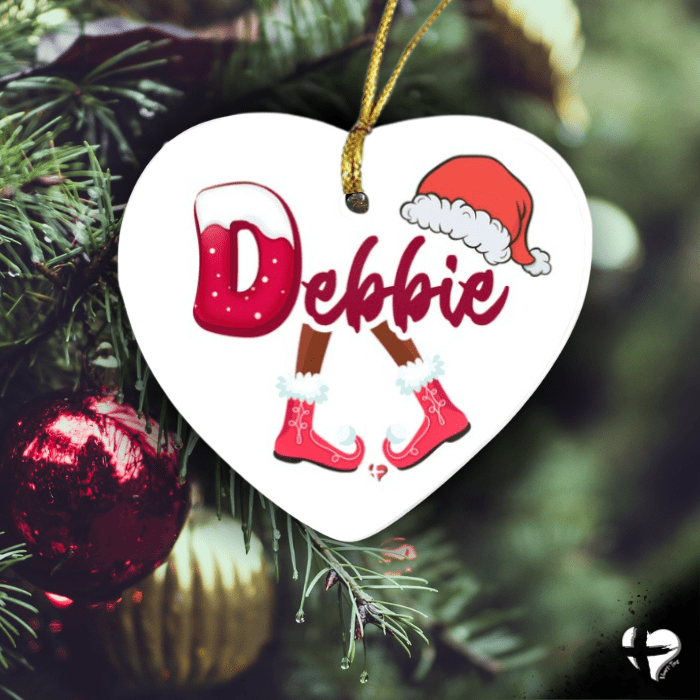 Personalized Elf Name - Ceramic Heart Ornament THG#320HO Ornaments and Accents B - CowElf Boots 