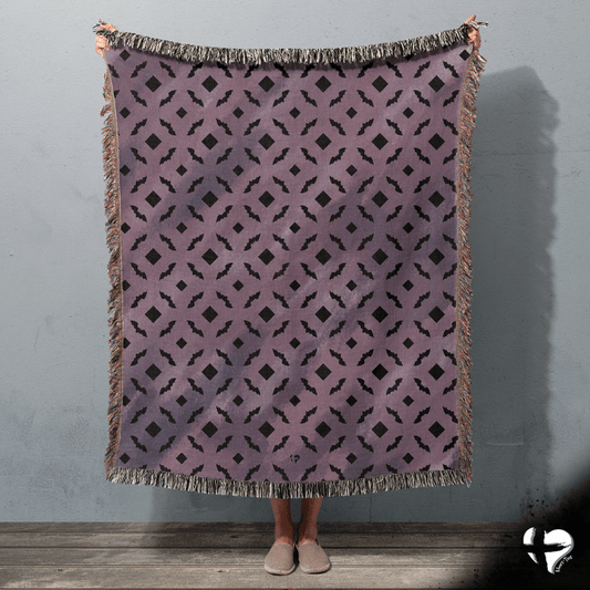 Bat Purple Haze - Halloween Woven Blanket - THG#326WB blanket 