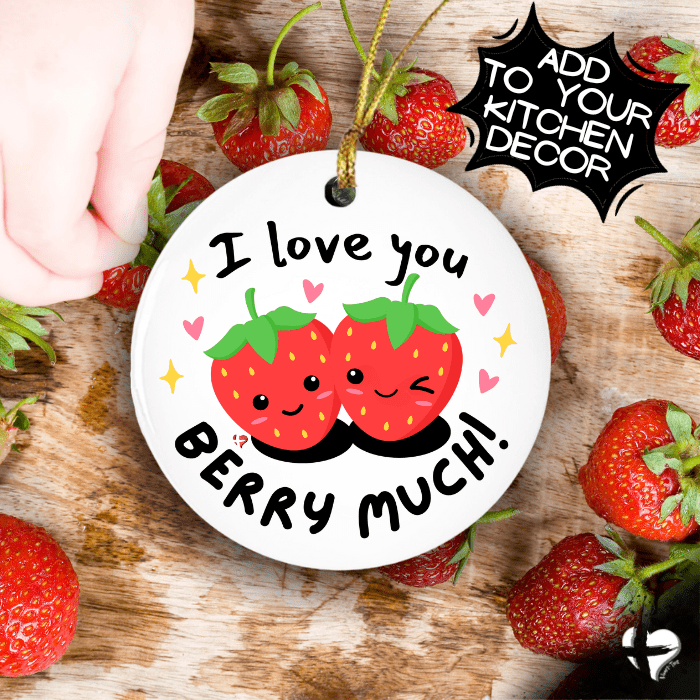 Cute Strawberries - Love You Berry Much Ceramic Ornament THG#386CO Ornaments and Accents 