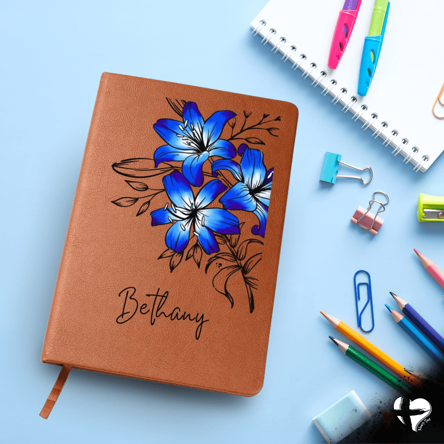Daylily Dreams - Personalized Leather Journal HGF#316LJ Journal Blue 