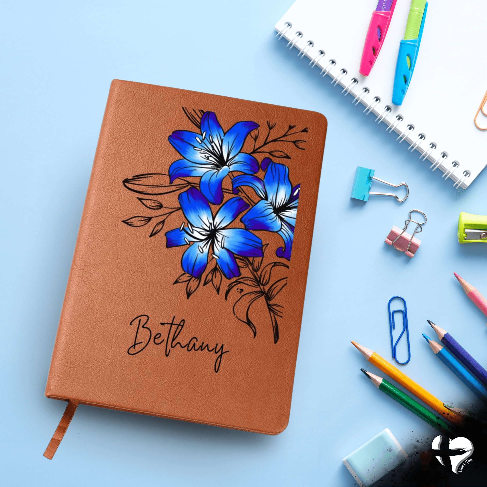Daylily Dreams - Personalized Leather Journal HGF#316LJ Journal Blue 