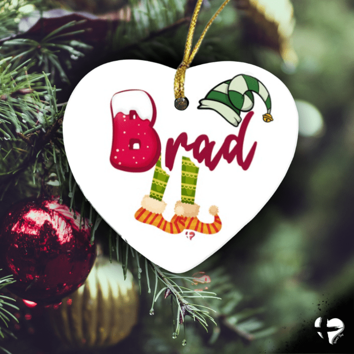 Personalized Elf Name - Heart Ornament THG#320HO Ornaments and Accents C - Tinsel Elf 