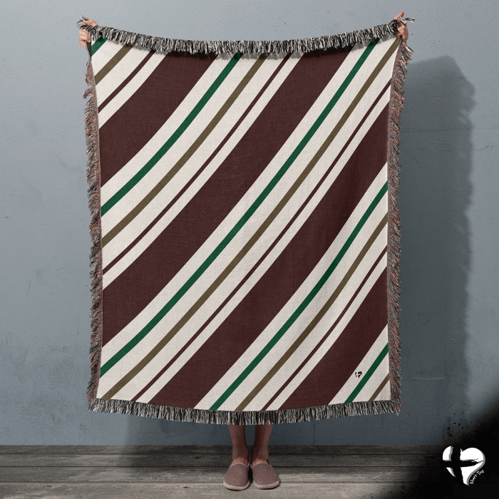 Christmas Candy Cane Stripe Woven Blanket THG#395WB blanket 60x80 inch Graphics 