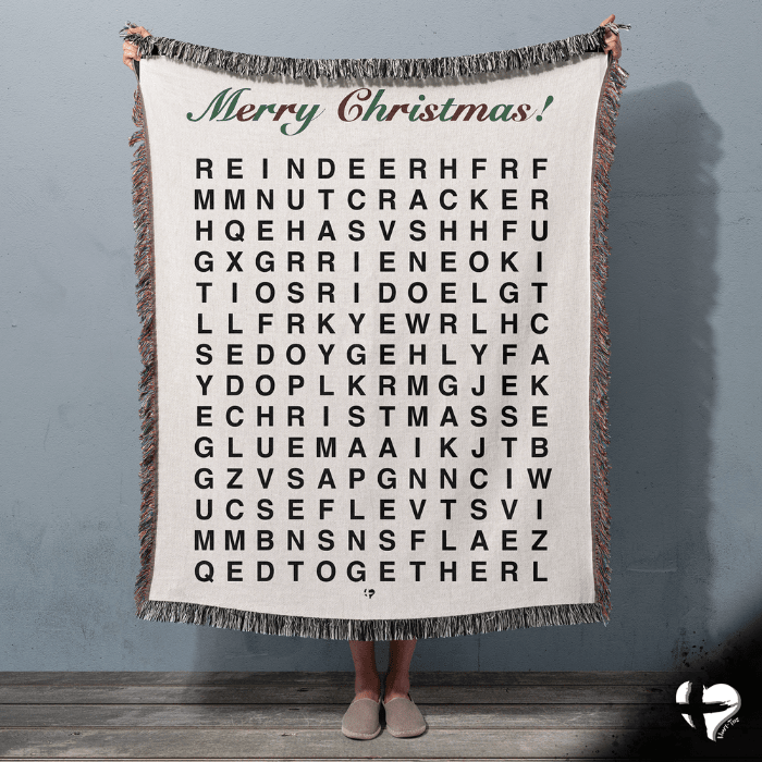 Merry Christmas Word Search Blanket - THG#336WB blanket 60x80 inch Graphics 