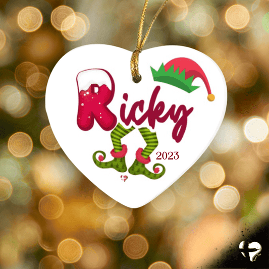 Personalized Elf Name - Heart Ornament THG#320HO Ornaments and Accents D - Dancing Elf 