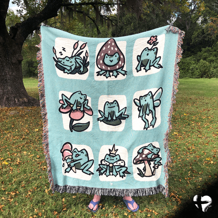 Cute Frog Tapestry - Woven Blankets- THG#348WB blanket 