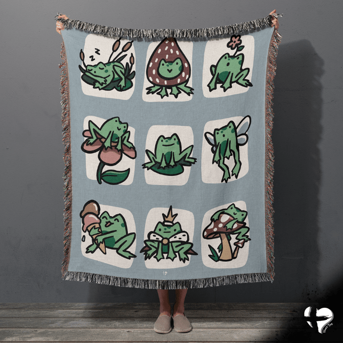 Cute Frog Tapestry - Woven Blankets- THG#348WB blanket 60x80 inch Graphics 
