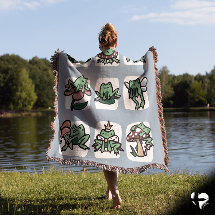 Cute Frog Tapestry - Woven Blankets- THG#348WB blanket 50x60 inch Graphics 