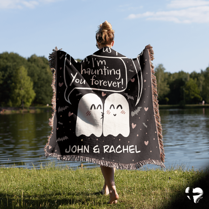 Haunting Spooky Ghosts - Woven Blanket THG#324WBv2 blanket 52x37 inch Graphics 