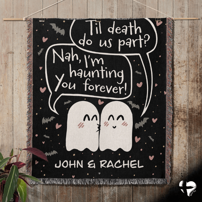 Haunting Spooky Ghosts - Woven Blanket THG#324WBv2 blanket 60x80 inch Graphics 