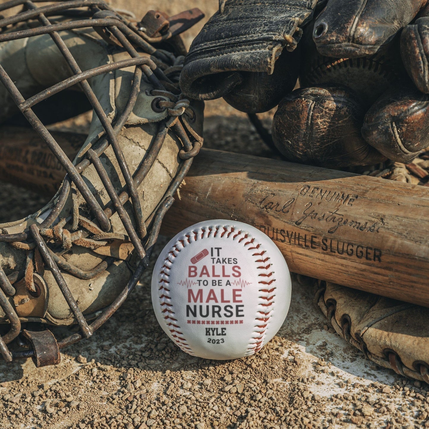 HGF#364BB MALE Nurse - It Takes Balls Baseball Sports Red 