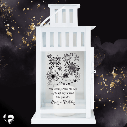 Fireworks - Personalized Couples Lantern THG#299PL Lantern Black White 