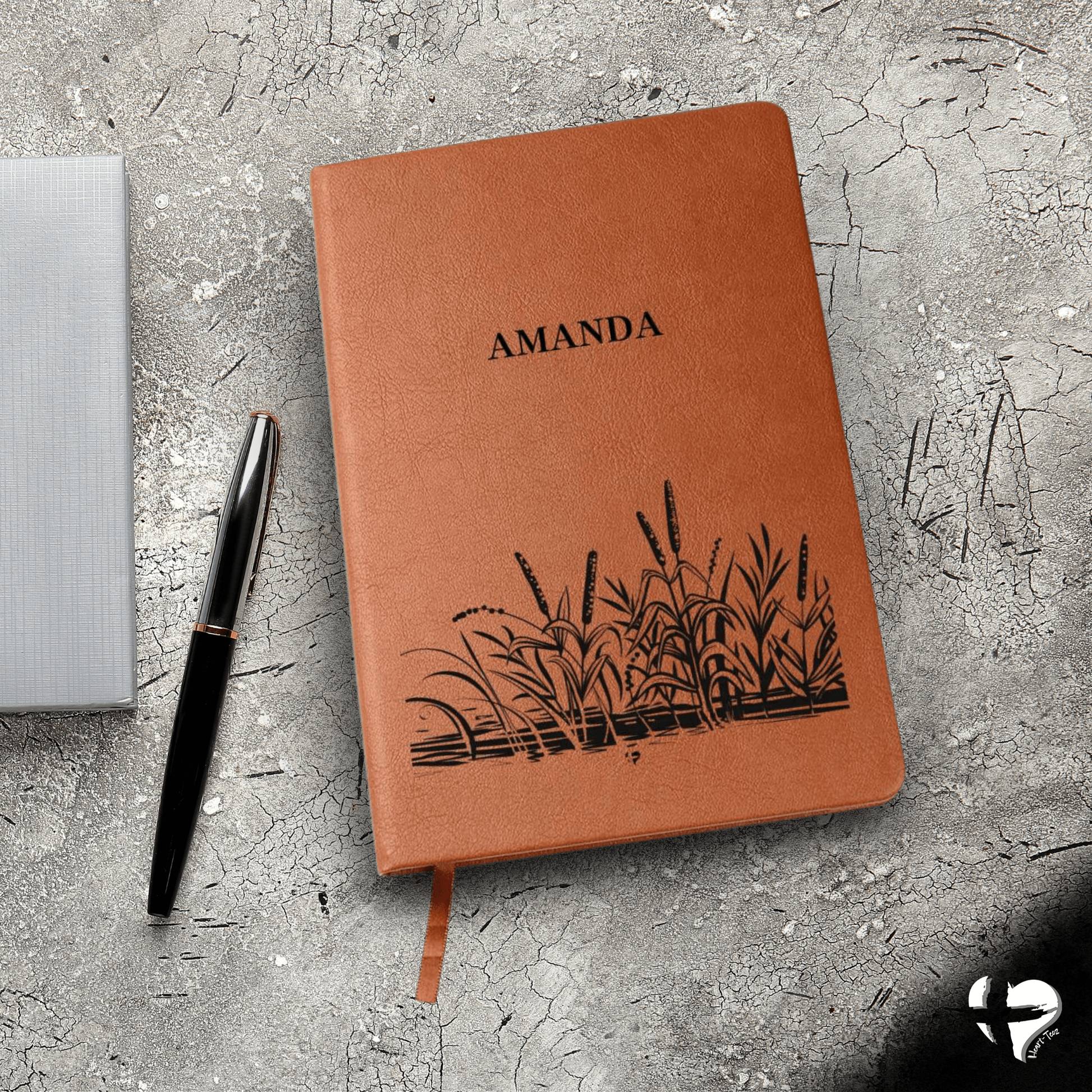 Cattail Bulrush Landscape - Leather Journal HGF#322LJ Journal 