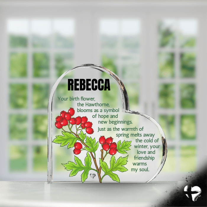 Birth Month Flower Collection 2 - Personalized Heart Plaque Jewelry 