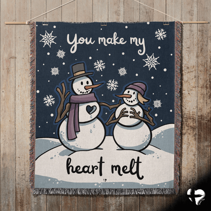 You Make My Heart Melt Snowman Woven Blanket THG#339WB-NP blanket 