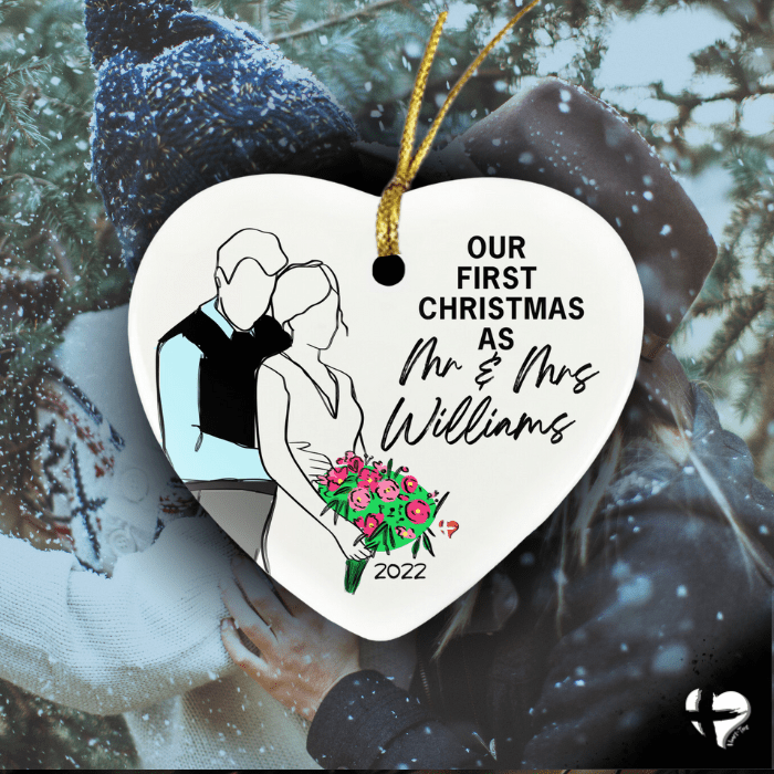 Mr and Mrs First Christmas - Heart Ornament - HGF#349HO 