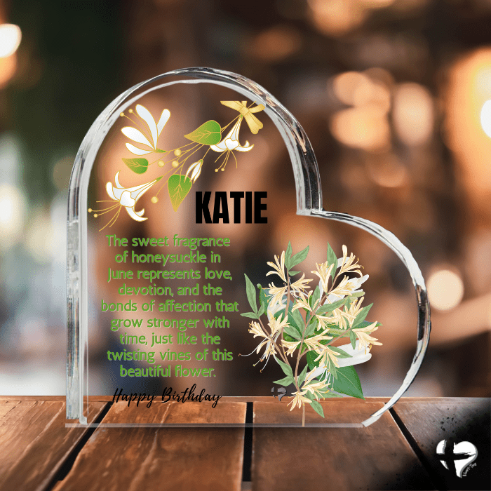 Birth Month Flower Collection 2 - Personalized Heart Plaque Jewelry Jun Honeysuckle 