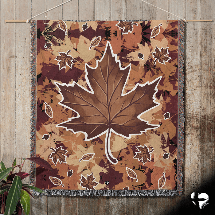 Fall Maple Leaf Woven Blanket - THG#330WB 
