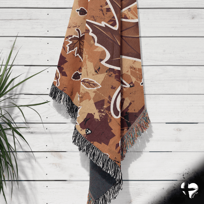 Fall Maple Leaf Woven Blanket - THG#330WB 