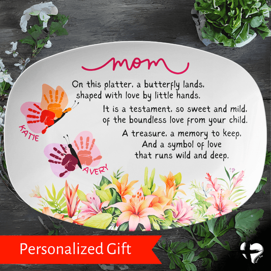 Butterfly Mom Handprint Art Platter From Kids THG#405 Kitchenware 