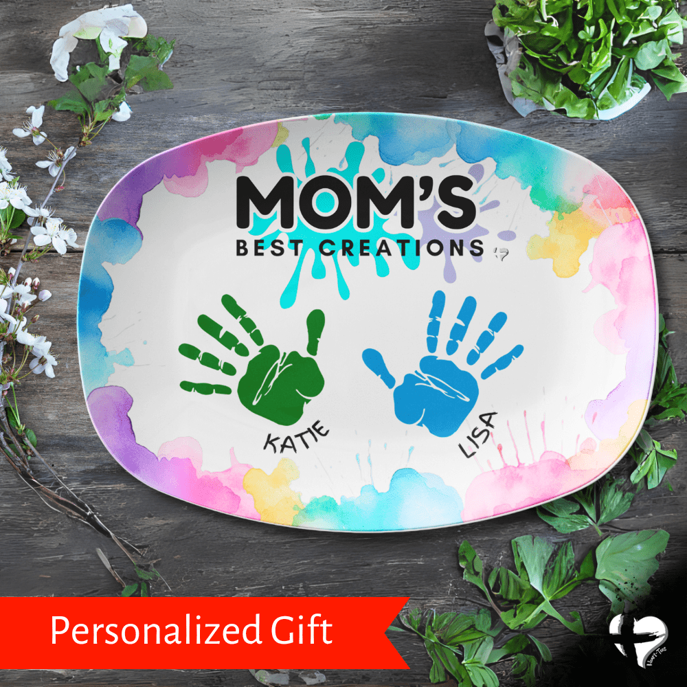 Mom Handprint Art Platter From Kids THG#400DP Kitchenware 