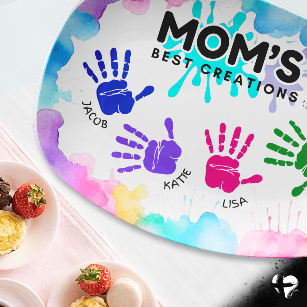 Mom Handprint Art Platter From Kids THG#400DP Kitchenware 